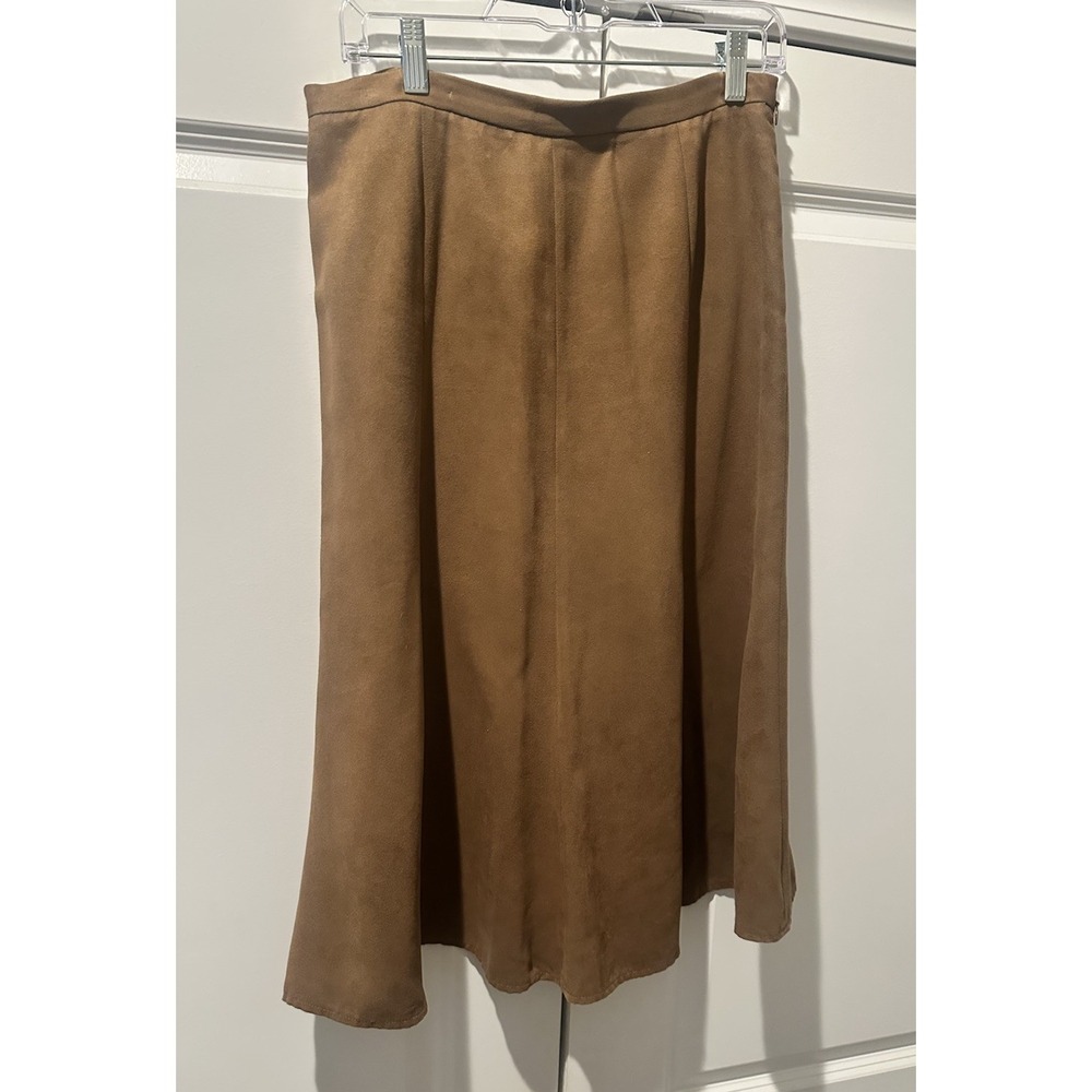 Petite Sophisticate Suede Skirt Size 10 Tan Suede A-Line Pencil Washable Lined